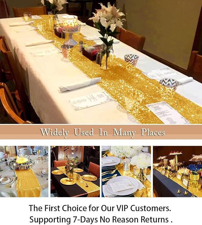ShinyBeauty Wedding Decor Sequin Elegant Tassel Table Runner Plates Party - Image 6