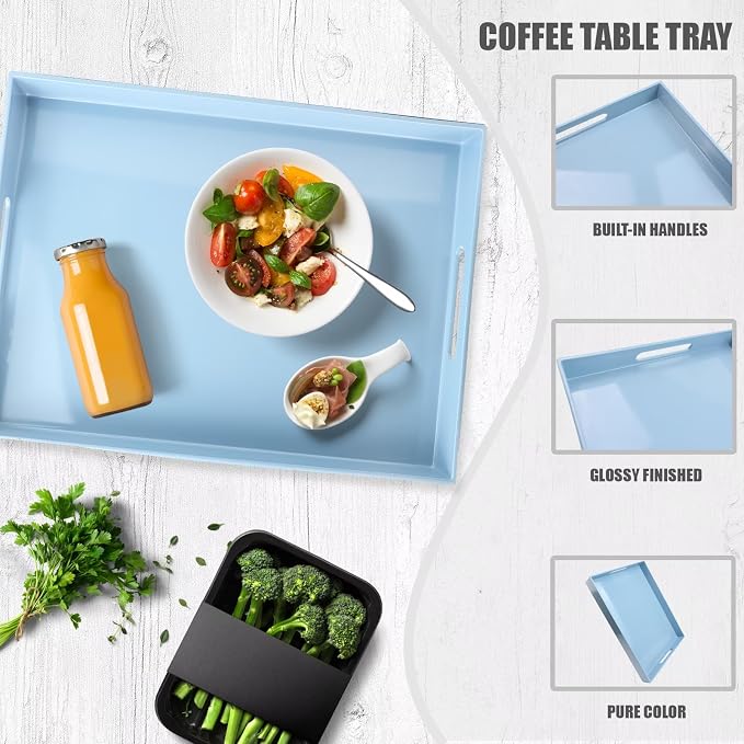 Spsyrine Serving Tray with Handles, Plastic Decorative Tray - Image 4
