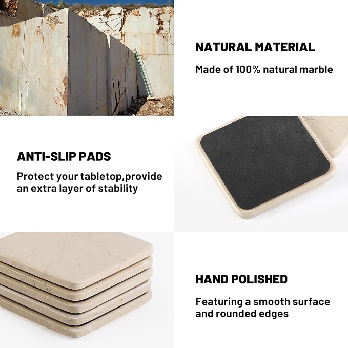 Marble Coasters Set of 5, Square Coasters - Image 4
