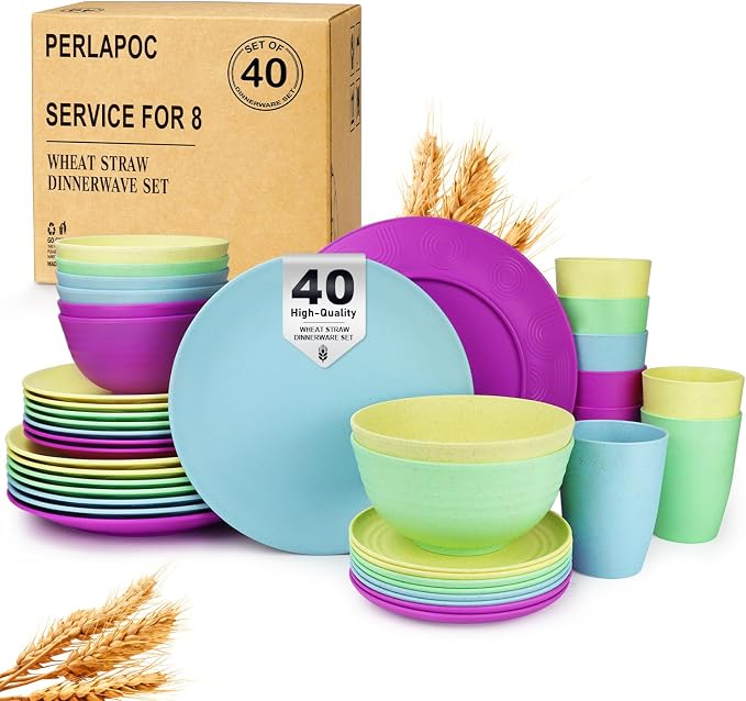 Kitchen Wheat Straw Dinnerware Set | Service by Perlapoc