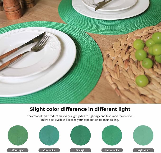 FunWheat Round Braided Placemats Set of 6 Table Mats - Image 7