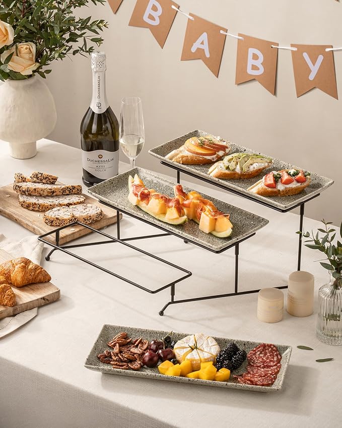 LAUCHUH 3 Tier Serving Trays for Party, Porcelain Dessert Party Display Set | - Image 5