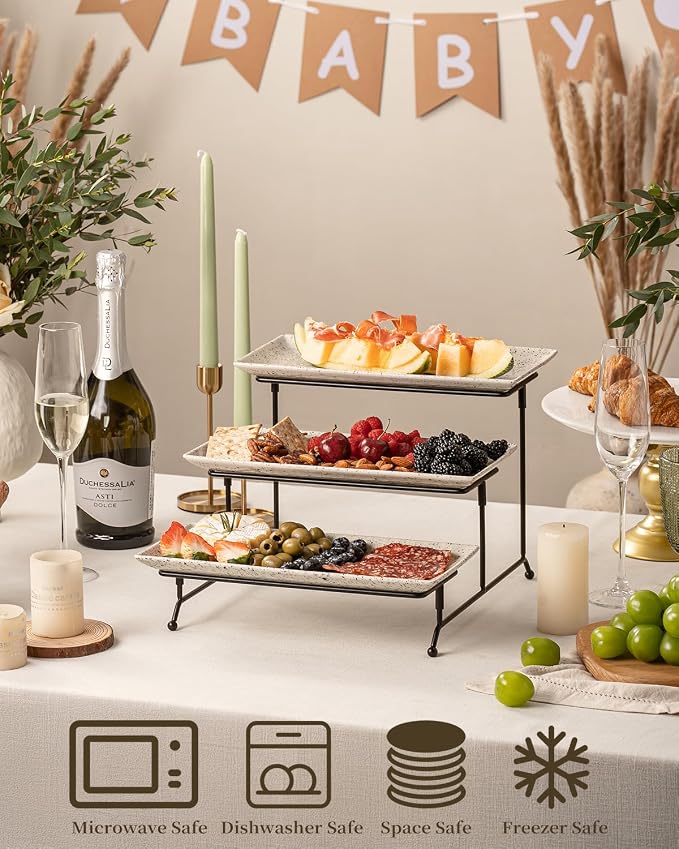 LAUCHUH 3 Tier Serving Tray, Porcelain Serving Platters and Trays - Image 3