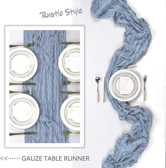 6 Pack Dusty Blue Cheesecloth Table Runner 10Ft Gauze Cheese Cloth Table Runner - Image 5