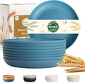 Deep Dinner Plates 11 Inch, Plastic Plates Reusable, Unbreakable Wheat Straw by BUSOKIP