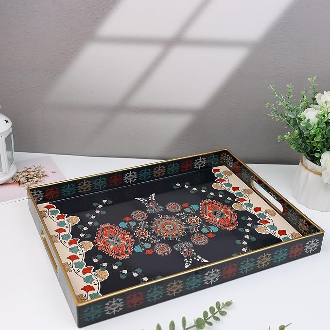 Spsyrine Serving Tray with Handles, Plastic Decorative Tray - Image 4