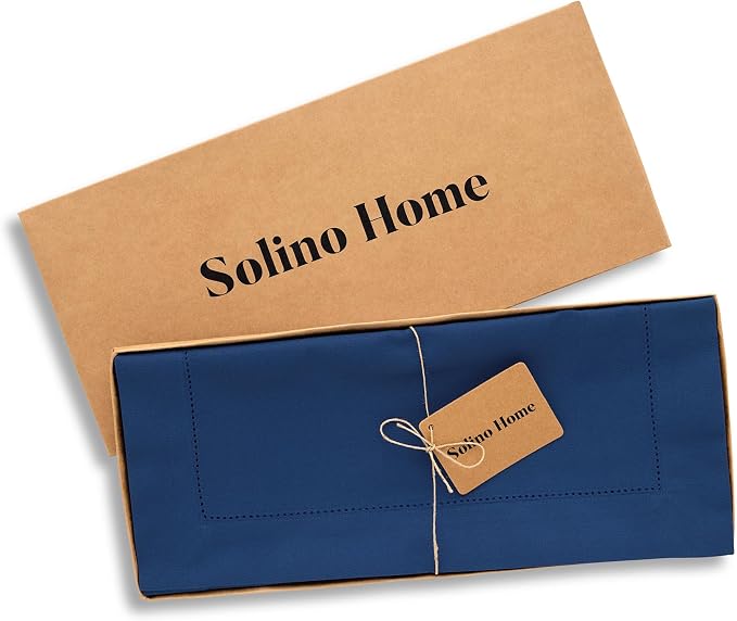Solino Home Cotton Linen Dining Table Runner Lapis Blue Woven, 14 x 36 in | - Image 5