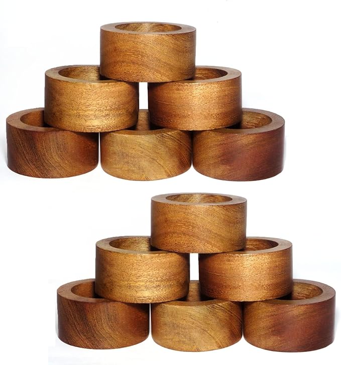 Napkin Rings, Wood Napkin Rings Set of 12 Napkin Holders Buckles by Unknown