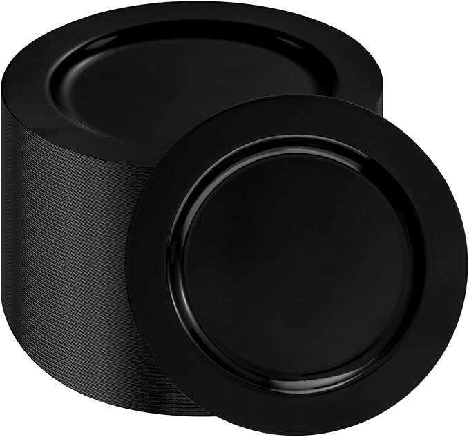 bUCLA 100 Pieces Black Plastic Plates by BUCLA
