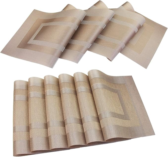 PIGCHCY Placemats with Matching Table Runner, Heat Resistant Vinyl Woven by PIGCHCY