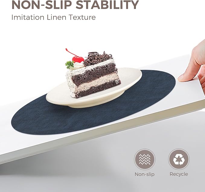 13" Round Placemats Set of 12, Reversible Faux Leather Heat Resistant Table Mats - Image 4