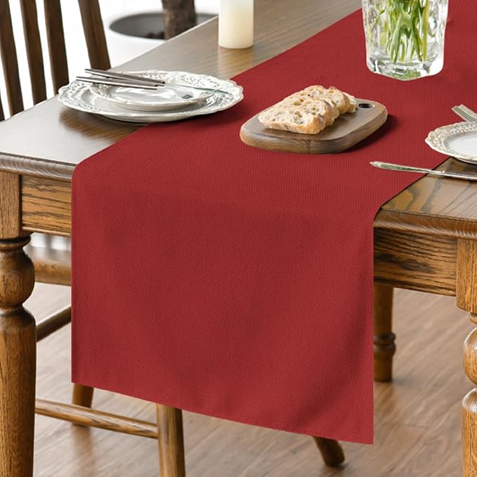 Artoid Mode Red Table Runner, Seasonal Christmas Washable Kitchen Dining Table by ArtoidMode