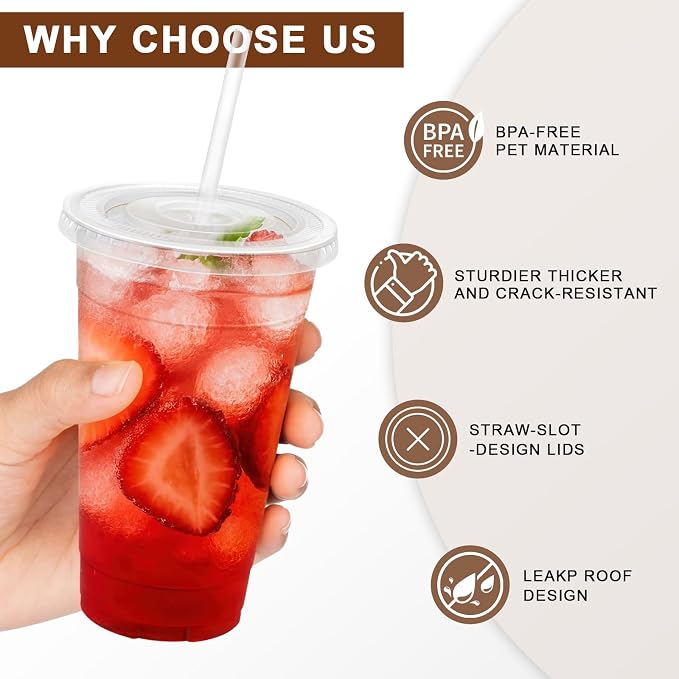 Lamosi 100 Pack 20 oz Plastic Coffee Cups - Image 3