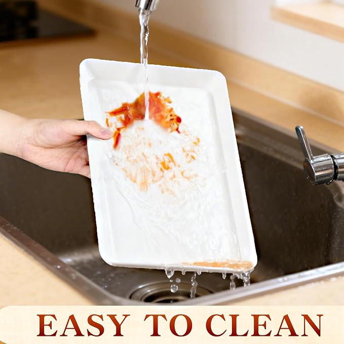 DCA 4 Pack White Serving Trays for Entertaining, BBQ & Parties | Grilling - Image 6