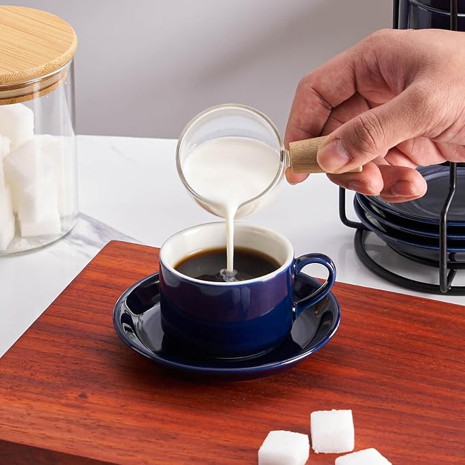Cappuccino Cups Set of 4, 8oz Stackable Coffee Cups Set - Image 3