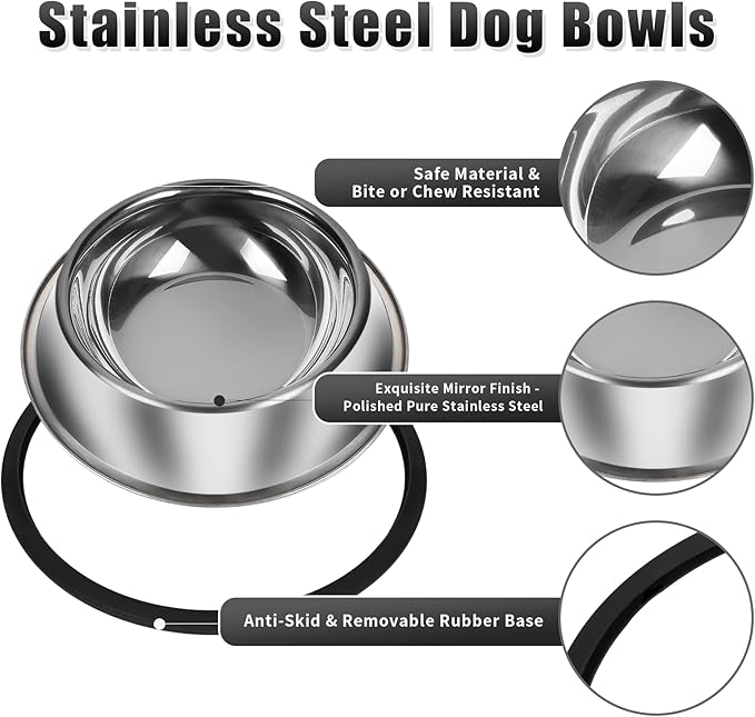 3Pcs Stainless Steel Dog Bowls Set - Image 4