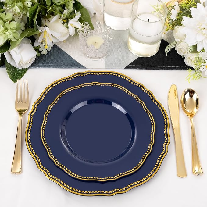 60pcs Blue Plastic Plates - Image 5