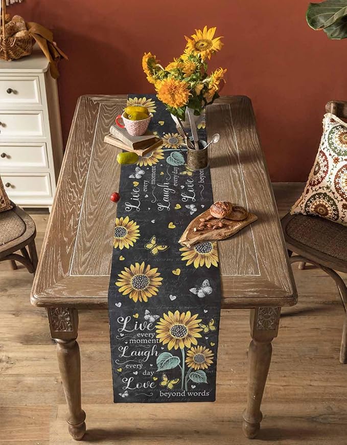 Retro Sunflower Table Runners 72 Inches Long, Spring Summer Farmhouse Table - Image 4