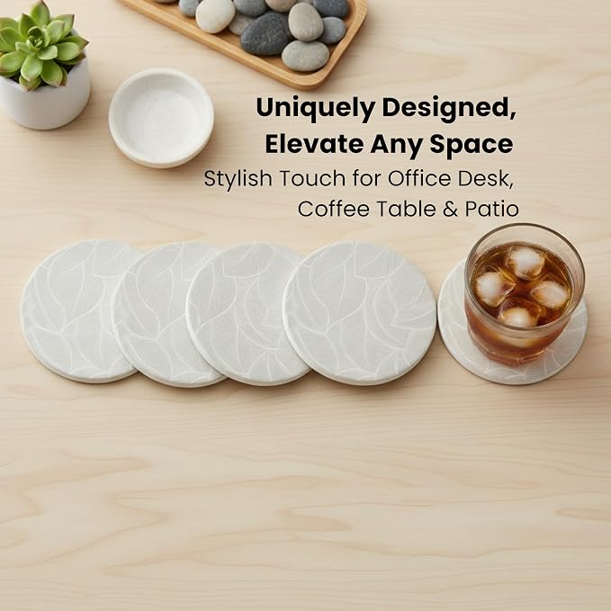 Ceramic Marble Coasters Set of 6, Absorbent Drink Coasters - Image 6
