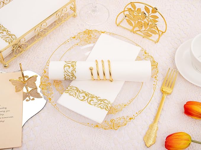 175pcs Clear and Gold Plastic Plates - Image 7