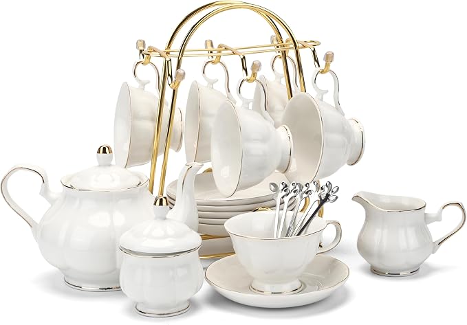 CHENP.HMC Tea Set 22-Piece Porcelain Ceramic Coffee | Tea Gift Sets Cups Saucer by CHENPH