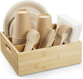 ALELION Bamboo Utensil Holder for Party, Paper Plate Organizer for Countertop by ALELION