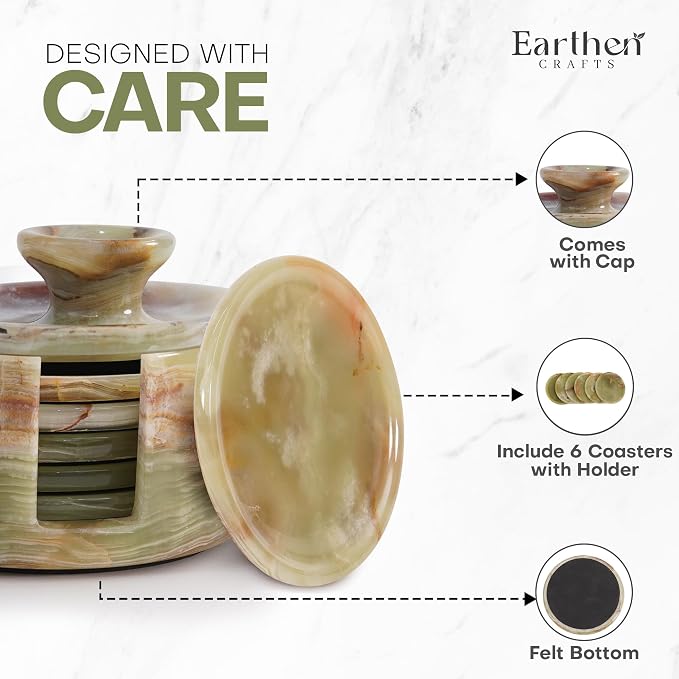 Green Onyx Marble Coasters Set of 6 - Image 6