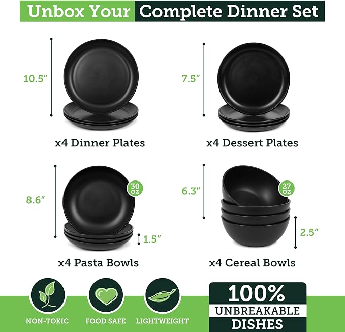 Grow Forward 16-piece Premium Wheat Straw Dinnerware Sets - Image 3