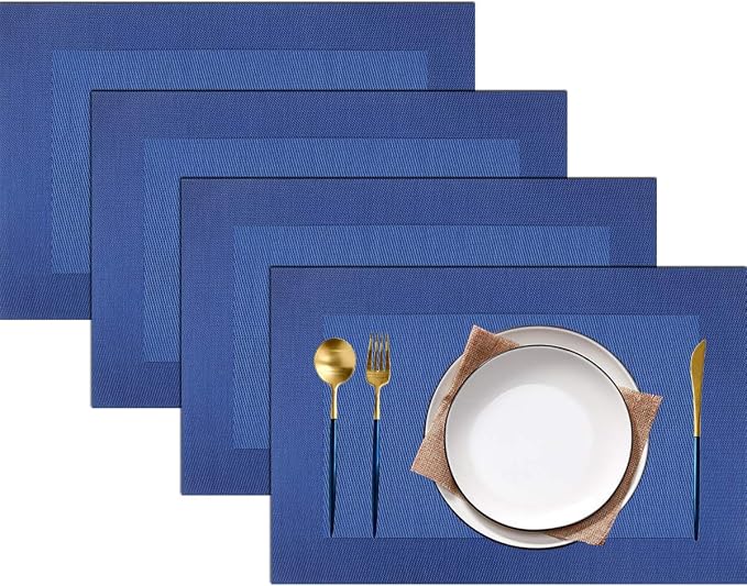 PIGCHCY Placemats Vinyl Washable Table Mats Elegant Non-Slip Placemats by PIGCHCY