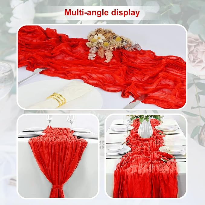 10 Pack Red Cheesecloth Table Runner 35x120 Inch 10Ft Rustic Gauze Cheese Cloth - Image 5