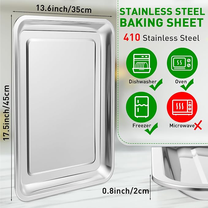 Funnymoom 12 Pack Stainless Baking Sheet Cookie Pans 18 x 13 x 0.8 Inch Metal - Image 2