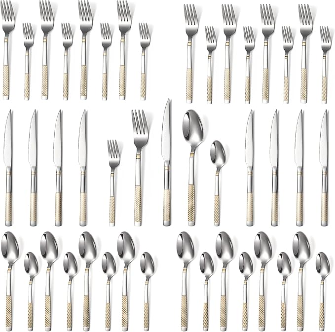 40-Piece Silverware Set Stainless Steel Flatware Set by X-zrew