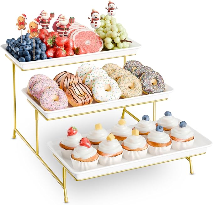 Bumusty 3-Tier Melamine Serving Tray Set, 14 x 7 in, Birthdays and Holidays by BUMUSTY