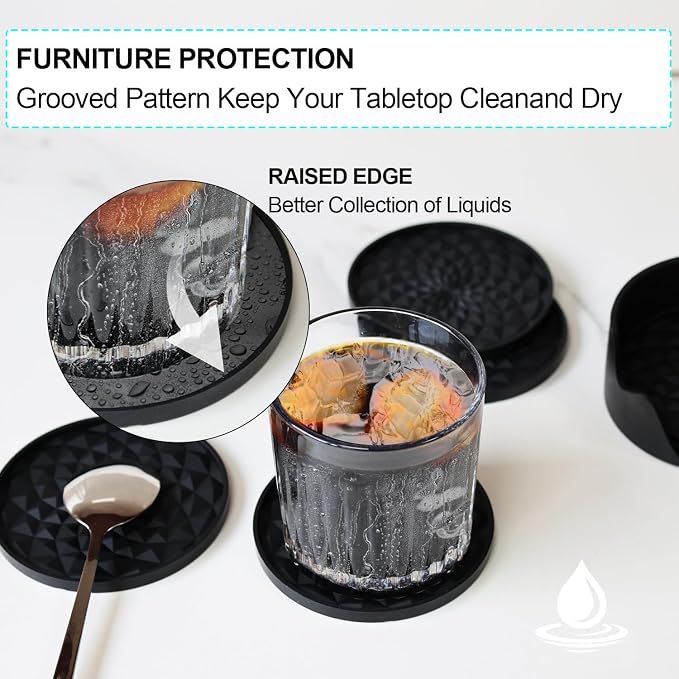 Coasters with Holders Drink Silicone Coasters, Table Cup Mat, - Image 5