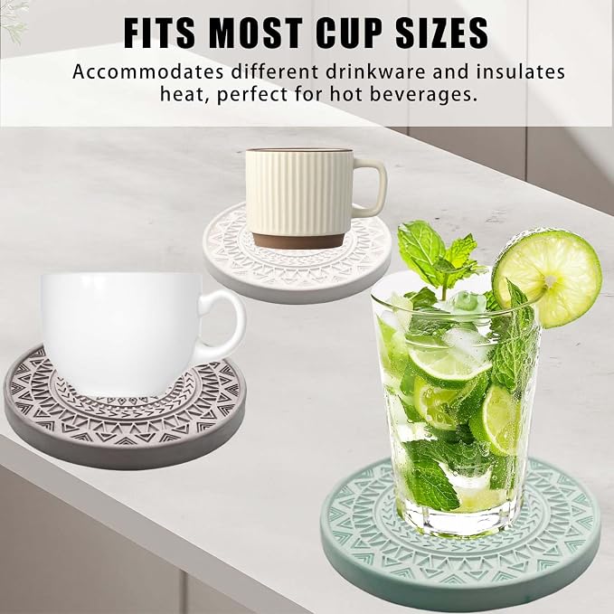 5 Pack Absorbent Stone Coasters, Quick-Drying Diatomaceous Earth Drink Coasters - Image 5