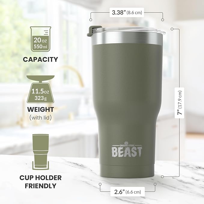 Beast 20 oz Tumbler Stainless Steel Vacuum Insulated Coffee Ice Cup Double Wall - Image 7