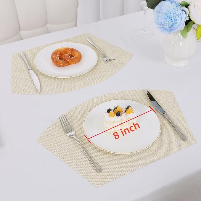 SHACOS Wedge Placemats Set of 4 Woven Vinyl Small Round Table Placemats Wipe - Image 5