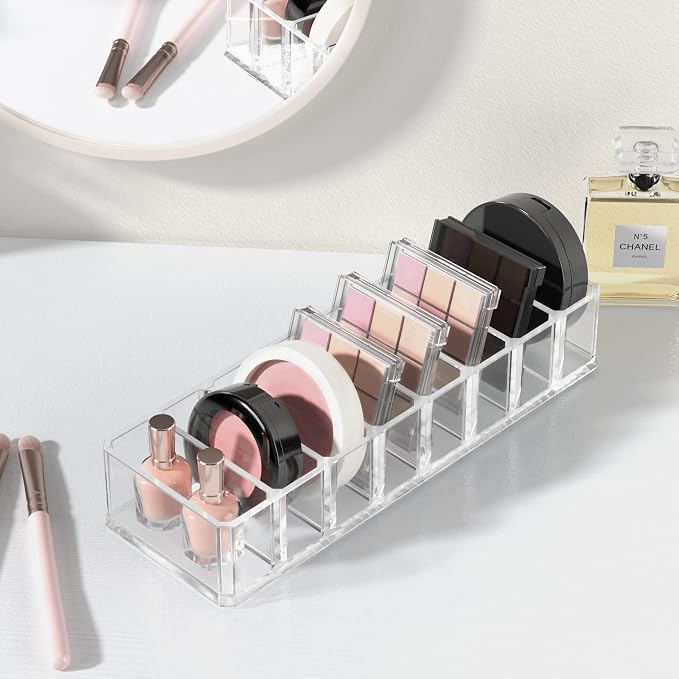 HBlife 2 Pack Clear Acrylic Makeup Compact Organizer, 8 Spaces Vanity Organizer - Image 6