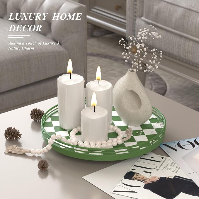 AMH 12-Inch Green and White Checkerboard Lazy Susan - Image 3