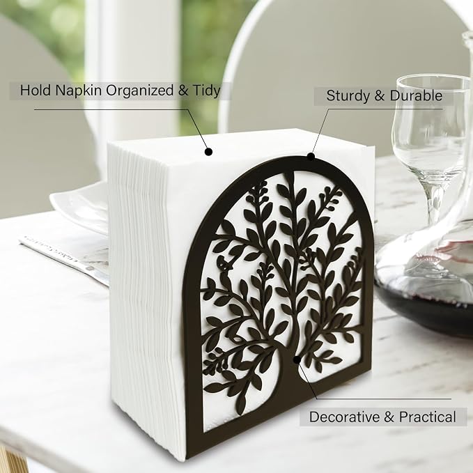 Napkin Holder for Tables, Tree of Life Design Modern Metal Napkin Holder for - Image 6