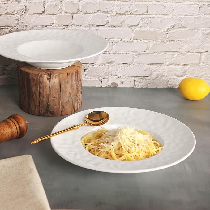 Porcelain Soup Bowls soup Plate Pasta Bowl Set of 4 Shallow Bowl Plates - Image 6