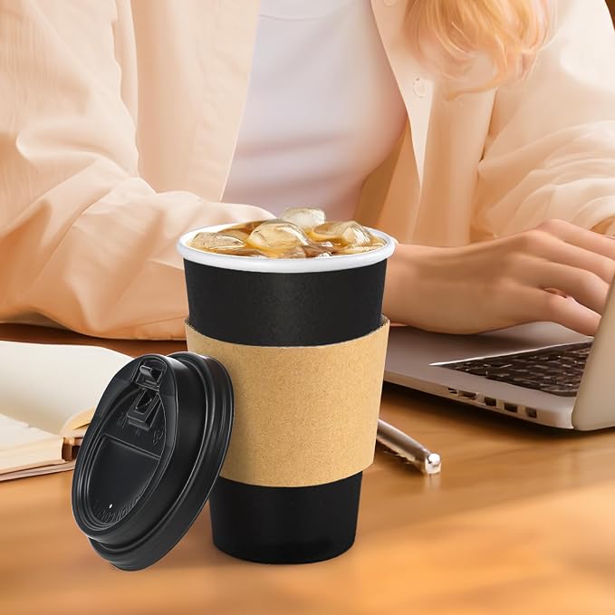 Lamosi 100 Pack 16 oz Disposable Coffee Cups - Image 6