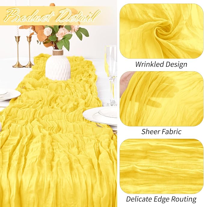 30 Pack Lemon Yellow Cheesecloth Table Runner 17 x 108 inch Cheese Cloth Table - Image 3