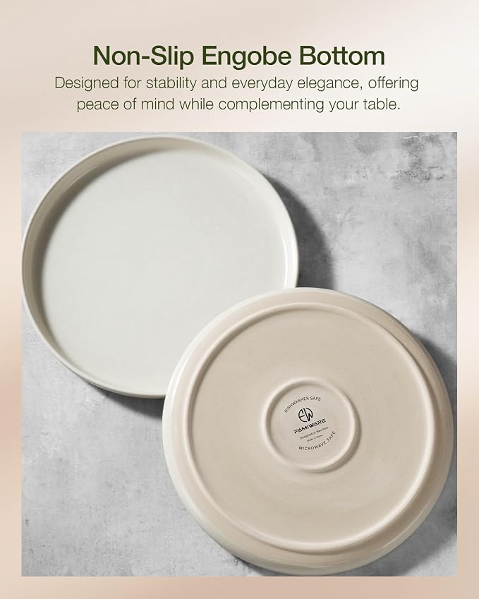 Famiware Milkyway 24-Piece Stoneware Plates and Bowls, Matte Beige White | - Image 4