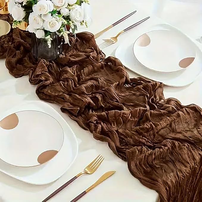 12Pack Brown Cheesecloth Table Runner 20x120 inch Gauze Table Runner | Brown - Image 6