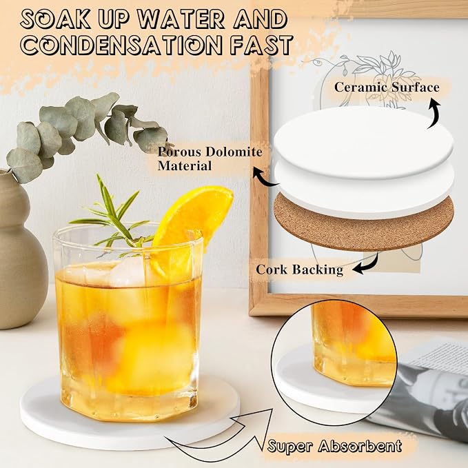60 PCS Ceramic Tiles for Crafts, Unglazed Matte Coasters - Image 6