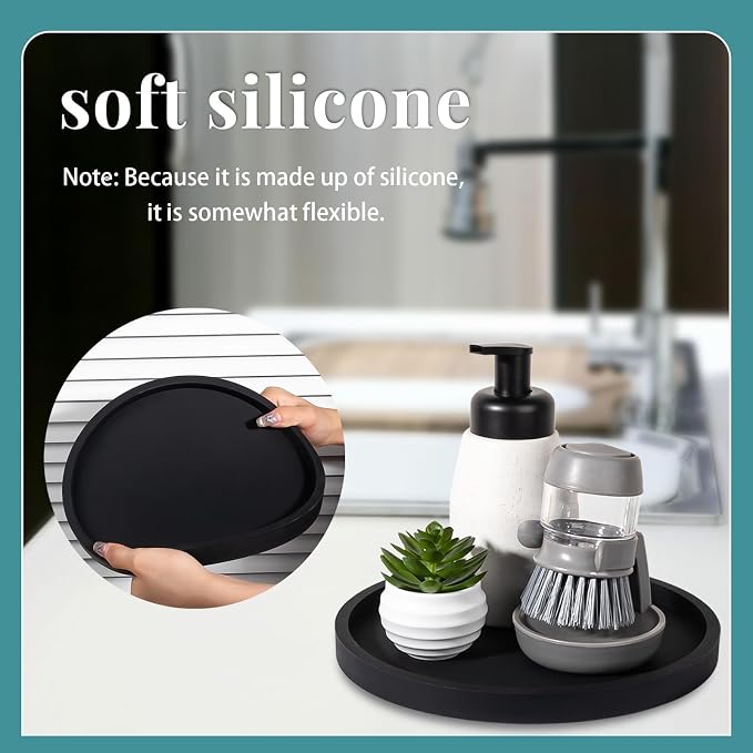 Silicone Bathroom Tray Coffee Table Decor Perfume Organizer, Waterproof - Image 5