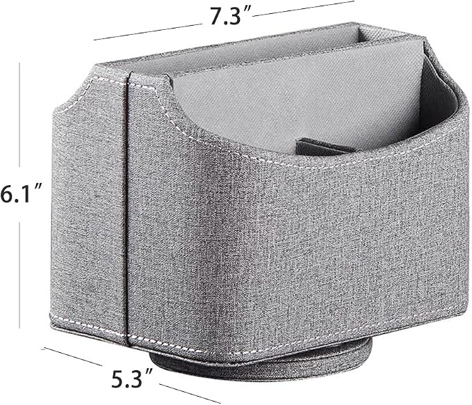 PU Leather Remote Control Holder, 360 Degree Spinning Desk TV Remote Caddy - Image 2