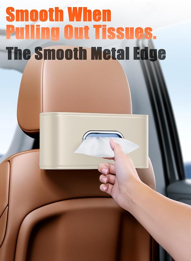 Car Tissue Holder, Car Kleenex Holder Backseat Fits 100-160 Count | Premium PU - Image 8