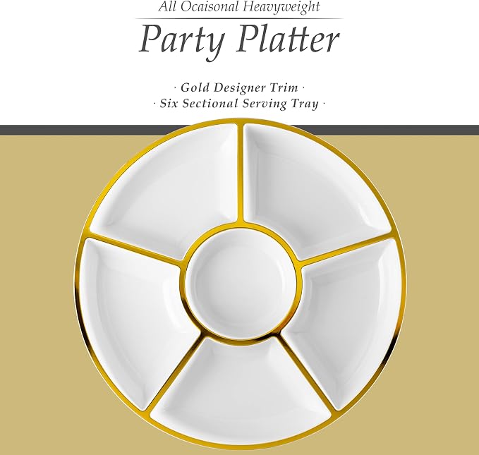 Plasticpro 6 Sectional Round Plastic Serving Tray/Platter - Image 5